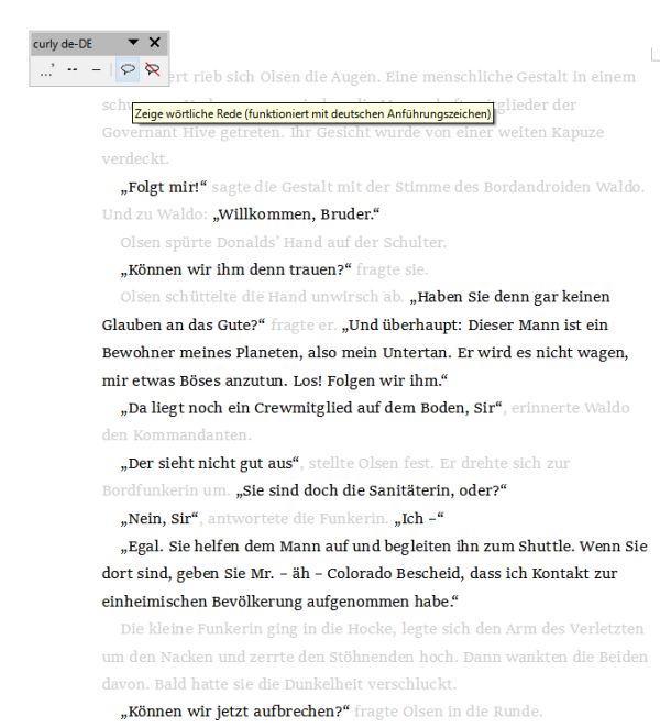 Screenshot: Show direct speech in OpenOffice Writer