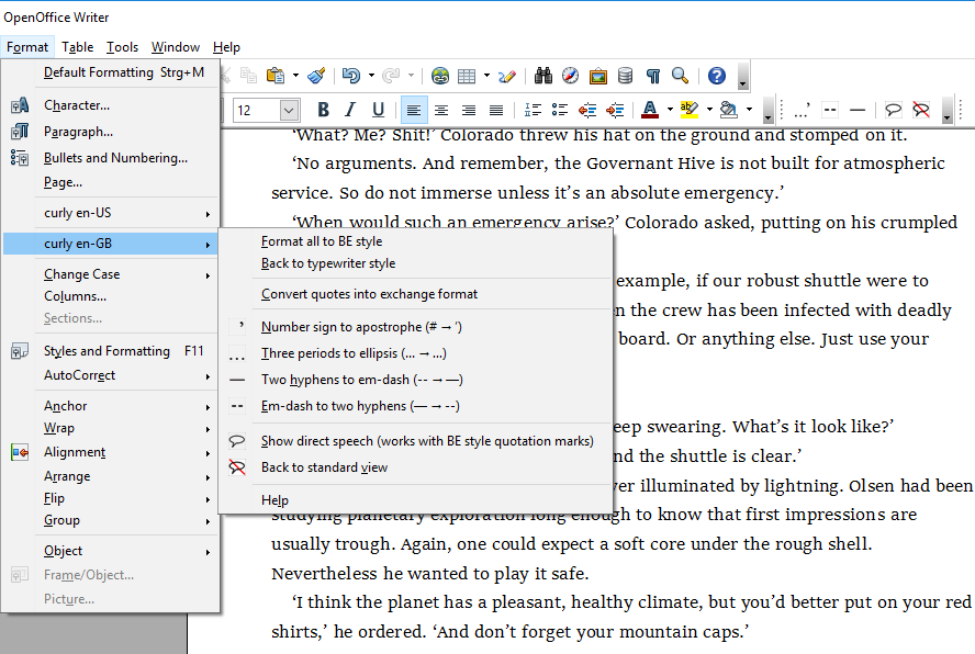 apache openoffice writer styles