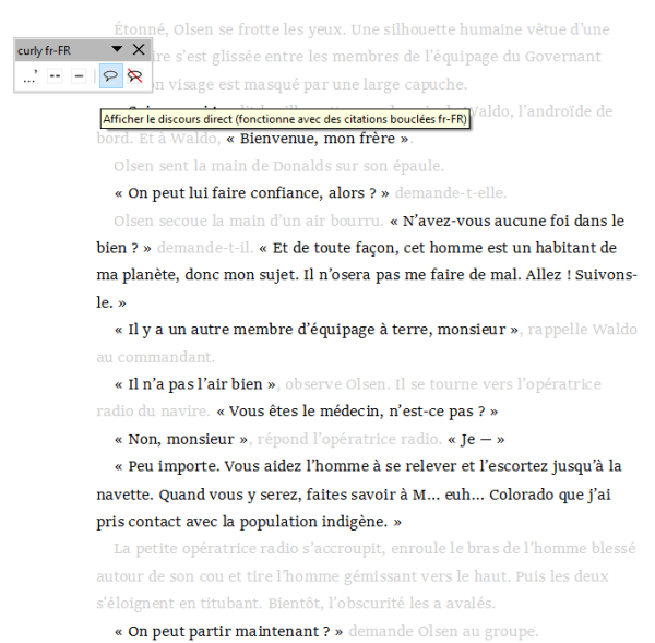 Screenshot: Show direct speech in OpenOffice Writer