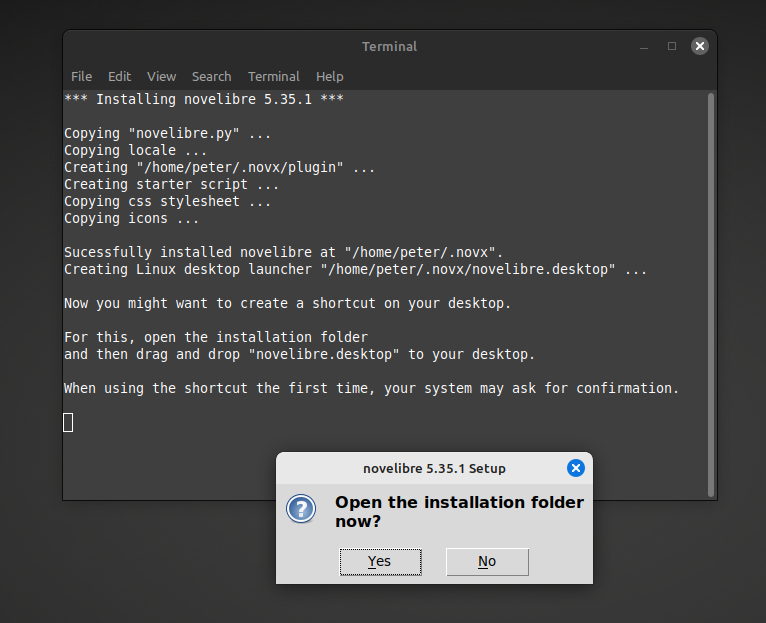 Example (Linux Mint console)