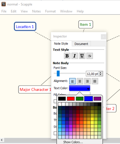 Screenshot: Set text color